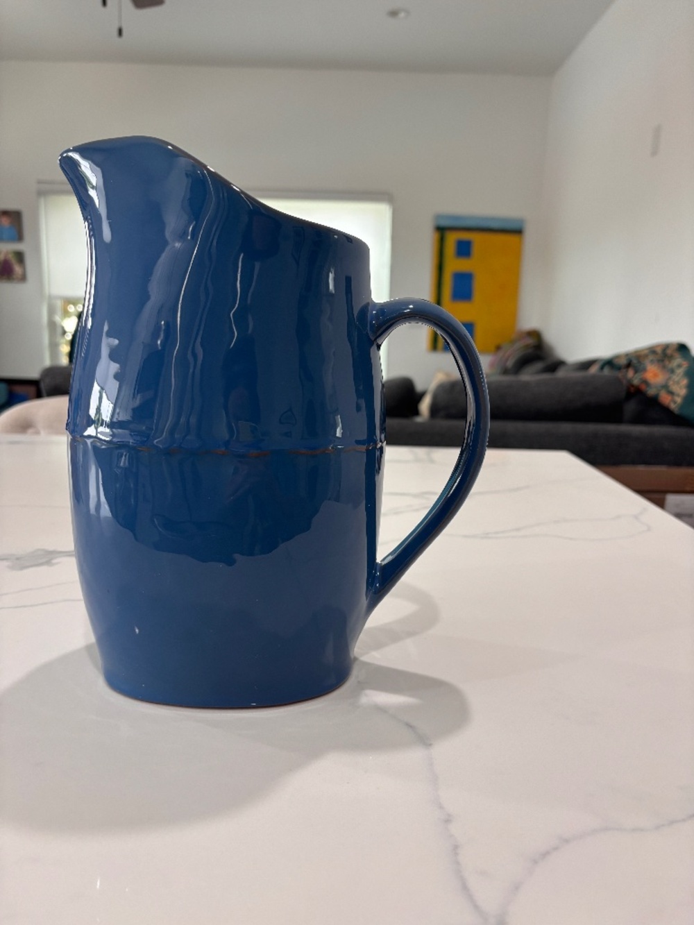 Simon Pearce Francisco Berry Blue 72 Oz Ceramic Pitcher Discontinued